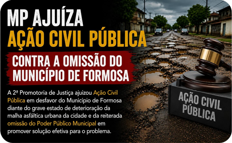 MP ajuíza Ação Civil Pública contra omissão de Formosa-GO em relação às vias públicas
